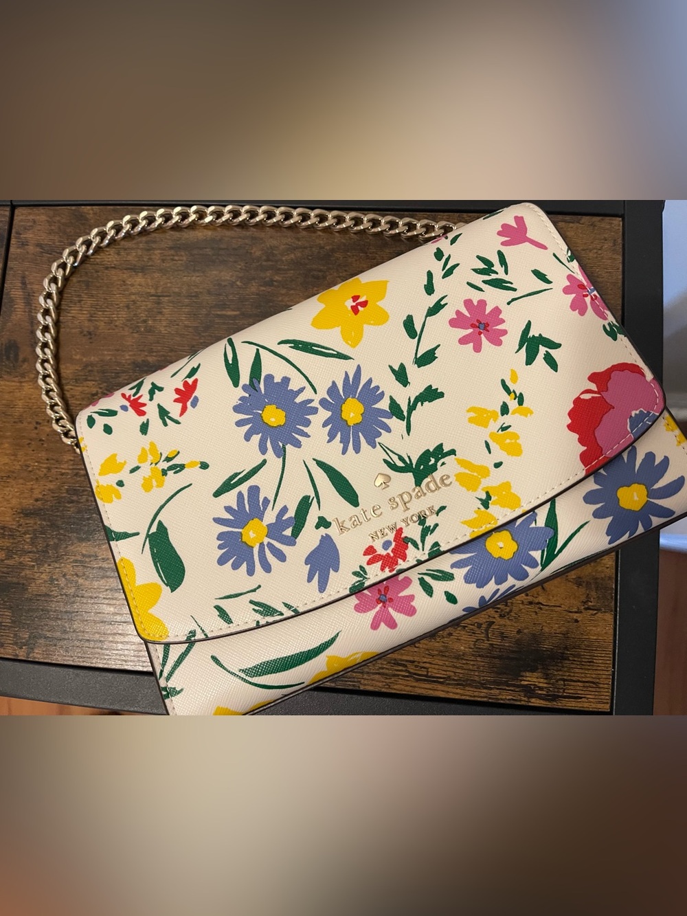 kate spade Cream Floral Crossbody Purse with two straps